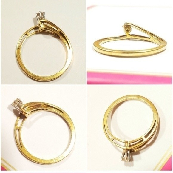 14.18K Yellow Gold Genuine Diamond Solitaire Engagement Wedding Ring Vintage - Picture 6 of 13